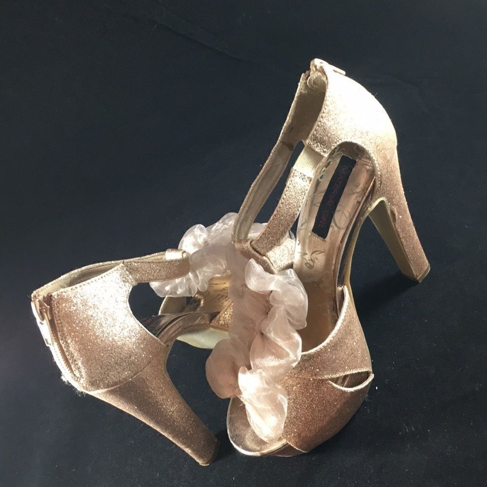 Vintage Material Girl glitter blush Platform Heels